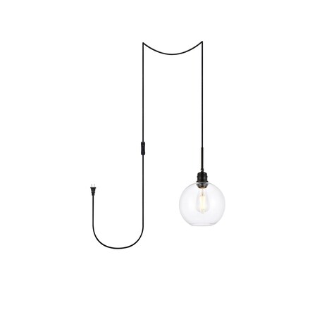 Living District Emett 1 Light Black And Clear Glass Plug In Pendant LDPG6204BK